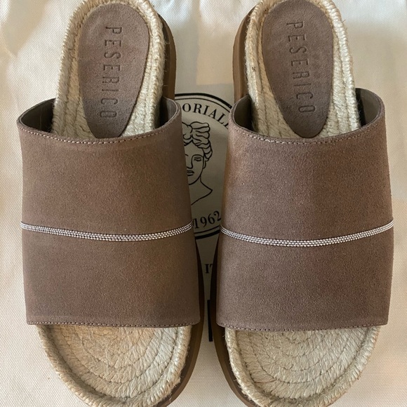 Peserico Brown Slide Sandals - Picture 1 of 5